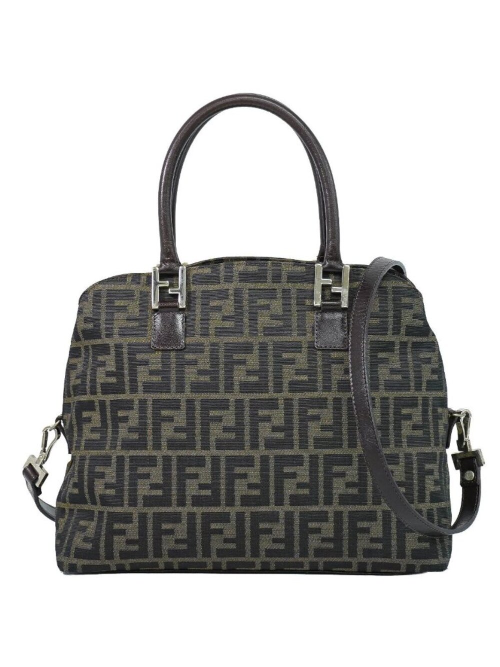 Fendi Zucca 2-Way Shoulder Bag Pochette Canvas Brown